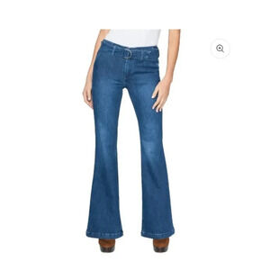 Paige Genevieve Flare With Folded Waistband & belt in Cecilia